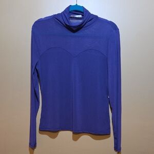 Intempo Women's Purple Long Sleeve Mesh Turtleneck  Top Size L